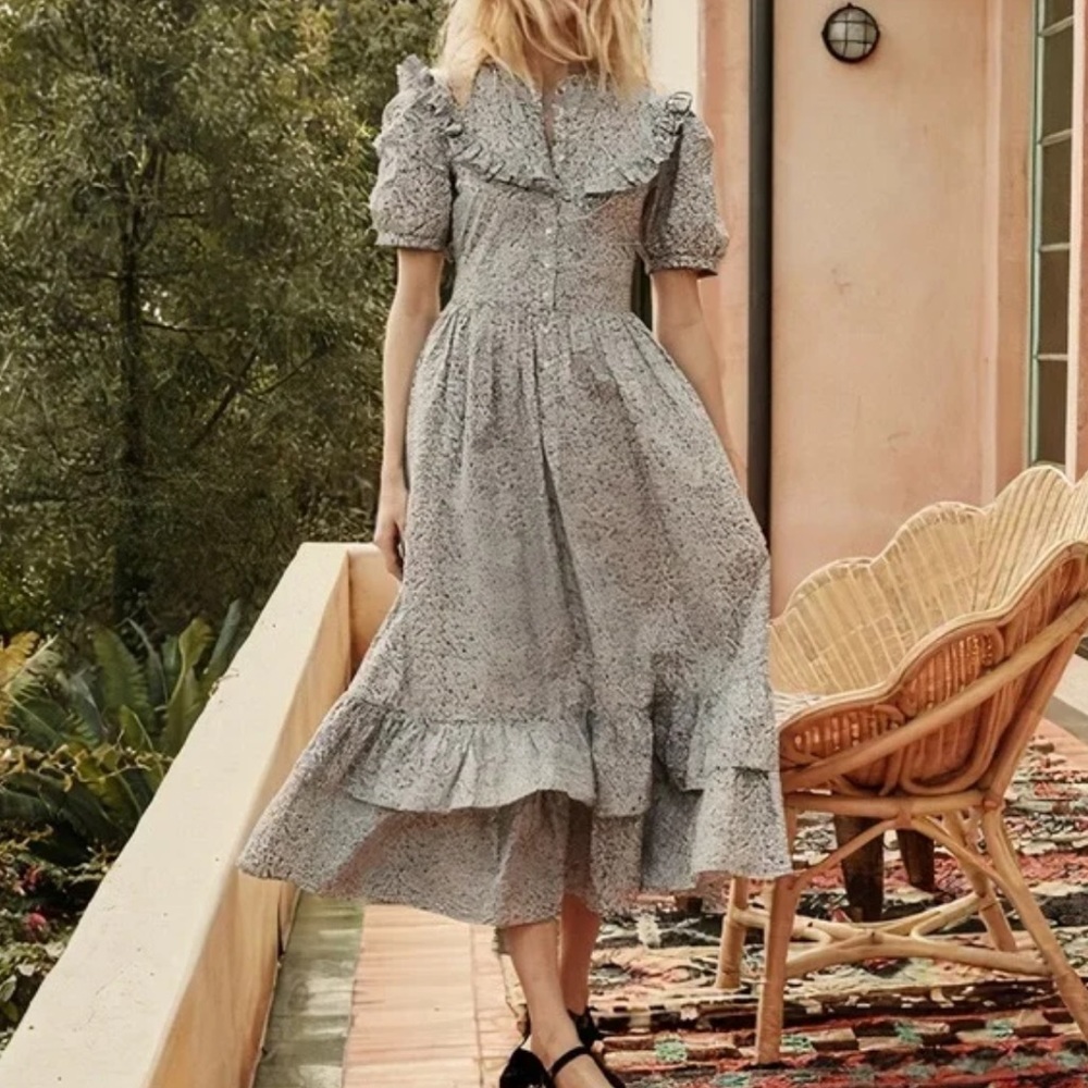 DÔEN Maxi Floral Jolie Dress in Navy Blue Champignon Floral Small